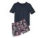 Organik Pamuklu Kısa Pijama Takımı, Lacivert - Lacivert