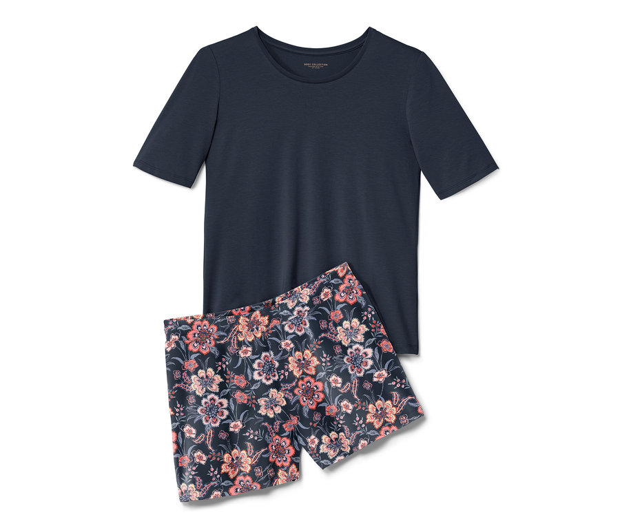 Lacivert organik pamuklu kısa pijama takımı.