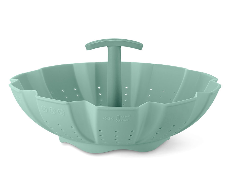 Nane yeşili renginde bir buharda pişirme aparatının yakın çekimi.