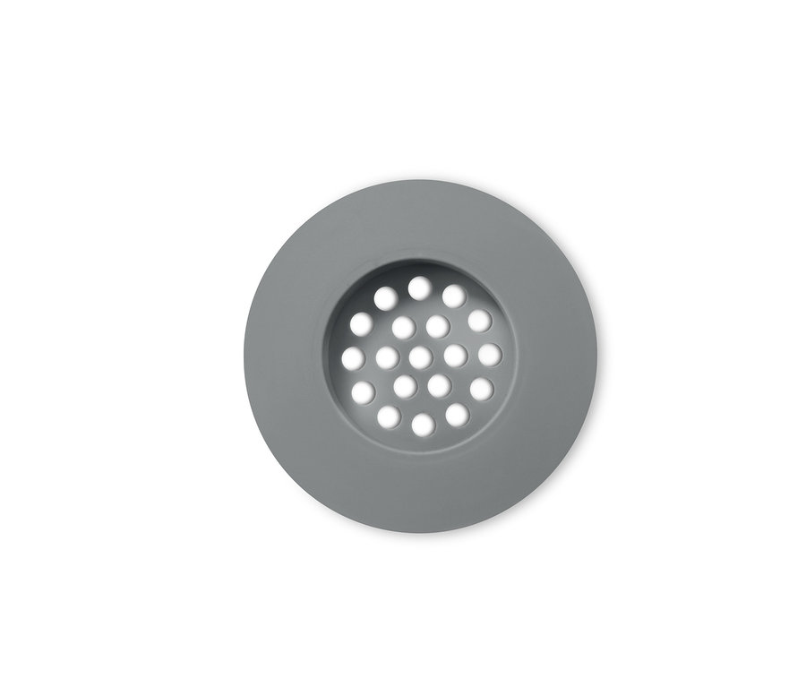 Beyaz bir arka plan üzerinde gri bir Lavabo Süzgeci.