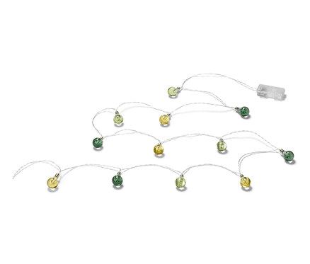 LED Işık Zinciri »Ampuller«, dönüşümlü yeşil ve sarı ampullerle.