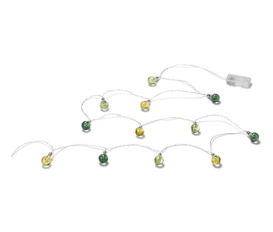 LED Işık Zinciri »Ampuller«, dönüşümlü yeşil ve sarı ampullerle.