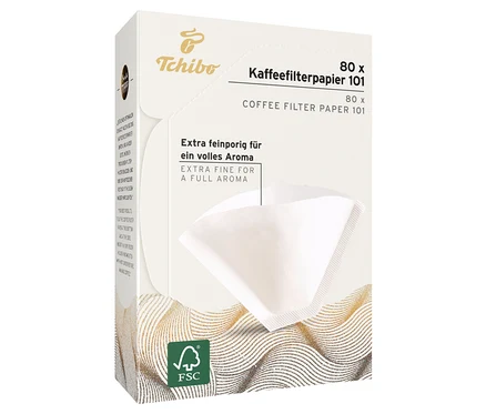 Bir paket beyaz, kağıt kahve filtresi, boyut 101, 18x80 adet.