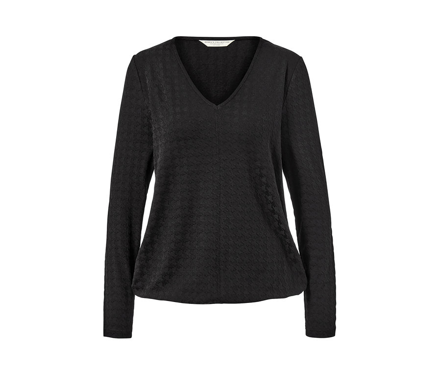 Siyah, dokulu uzun kollu gömlek