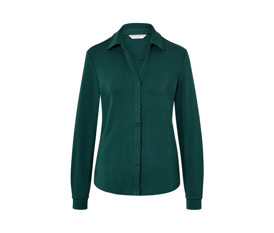 Yeşil, düğmeli bluz.