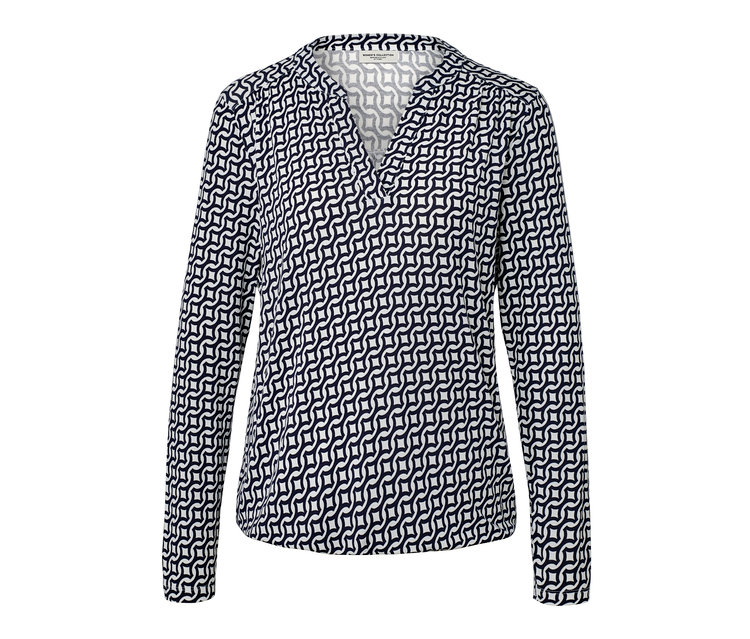 Lacivert baskılı bluz.