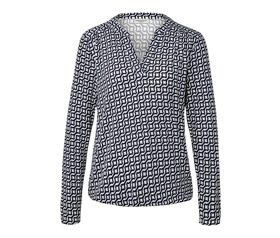 Lacivert baskılı bluz.