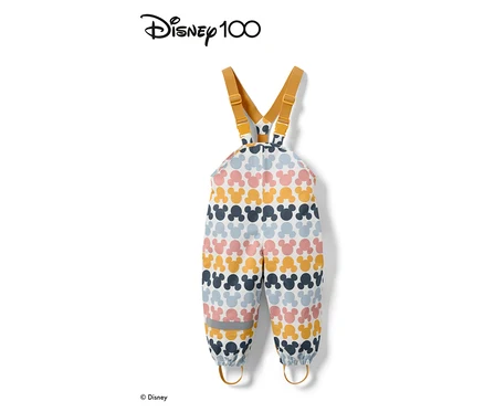 Mickey Mouse desenli ve sarı askılı, çok renkli Küçük Çocuk Termal Yağmur Pantolonu »Micky«.