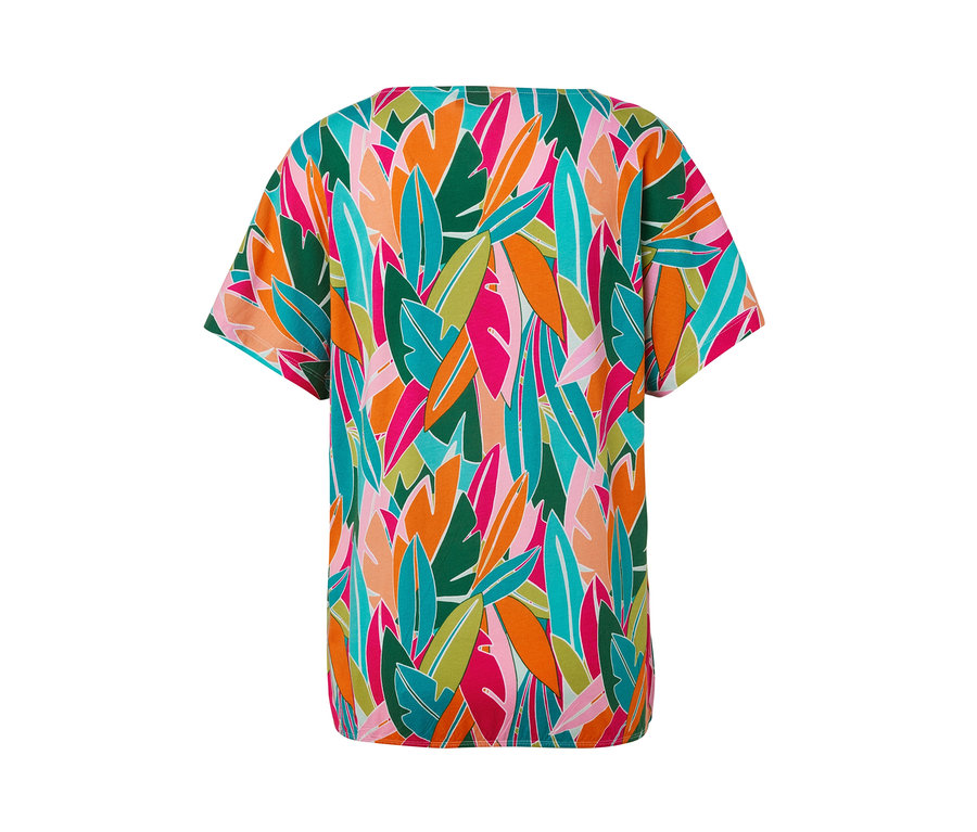 Tamamı baskılı, düşük omuzlu tişört.