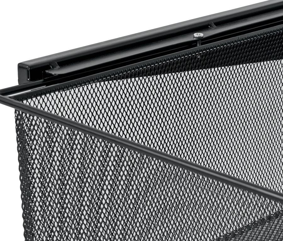 Siyah telden yapılmış duvar ünitesi detayı.