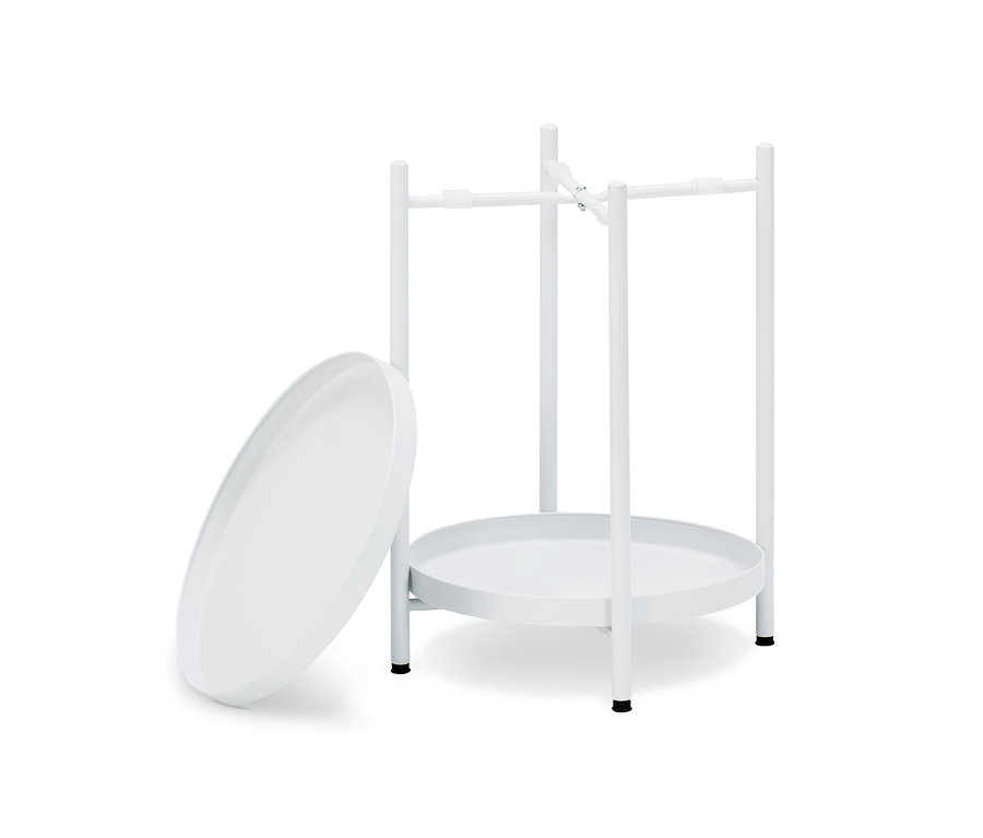 Çıkarılabilir tablalı metal sehpa.