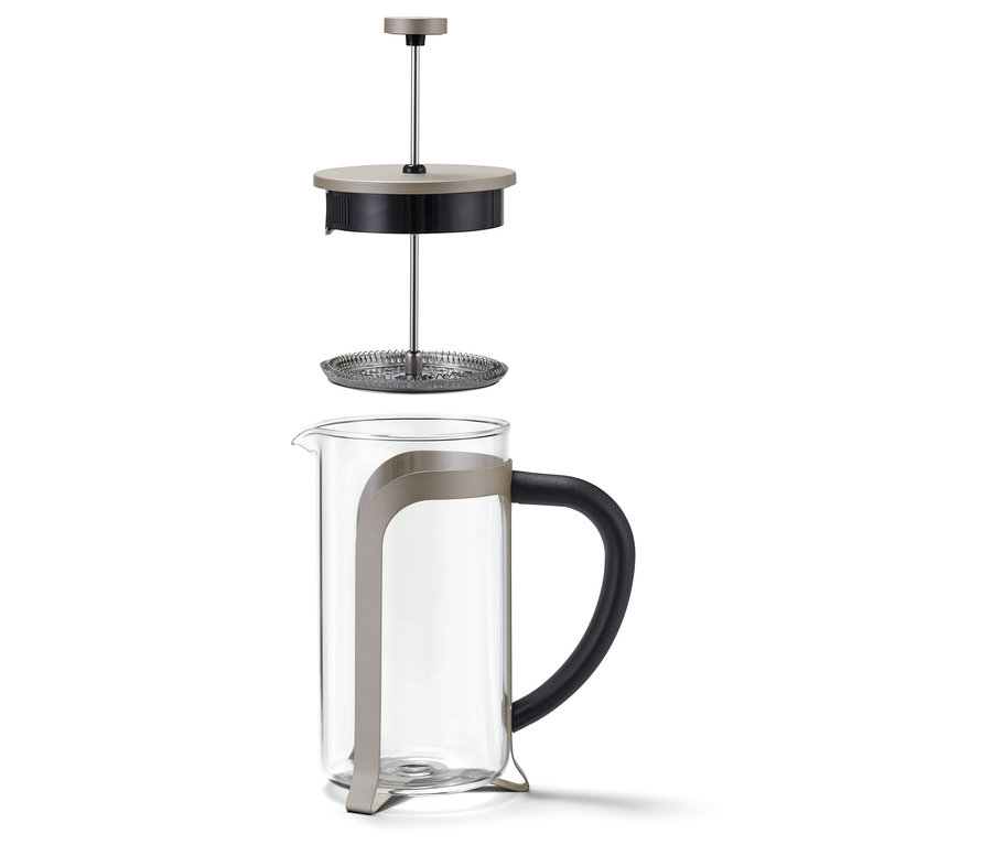 Parçalarına ayrılmış French Press 800 ml, 6 Fincan, Şampanya rengiyle.