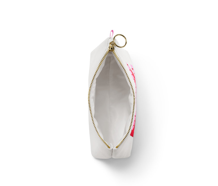 Pembe desenli açık makyaj çantası