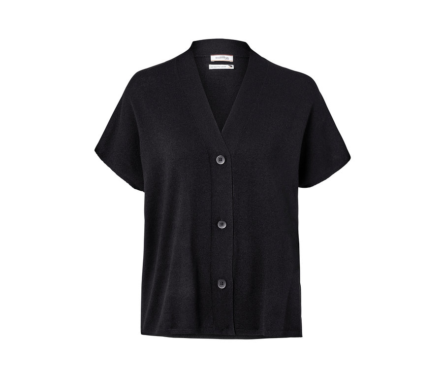 Siyah, kısa kollu bir hırka