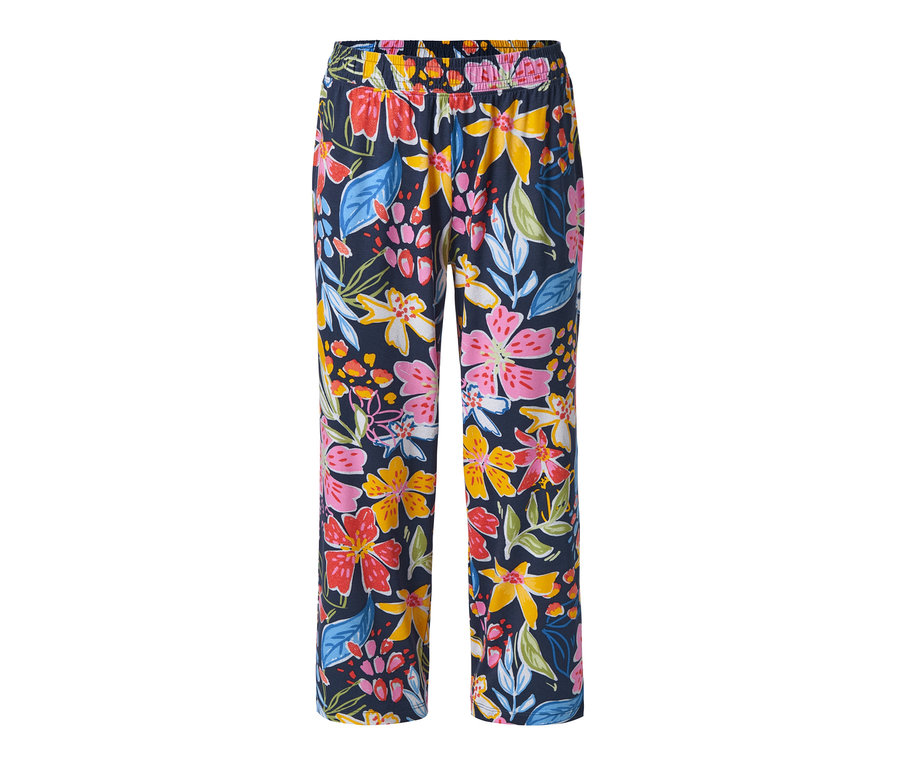Çiçek desenli lacivert organik pamuklu pijama altı.