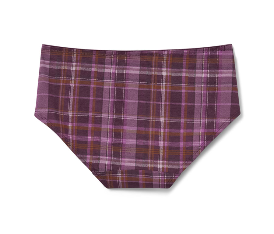 Ekose desenli kadın külodu yakın çekim.