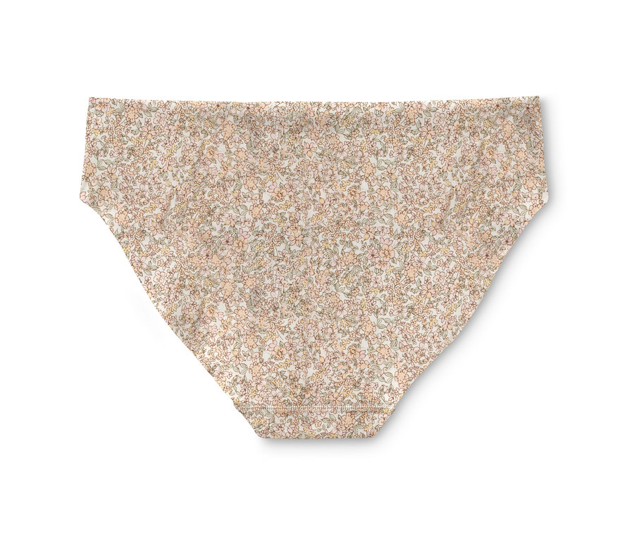Çiçek desenli tek bir Magic-Cut külotun yakın çekimi.