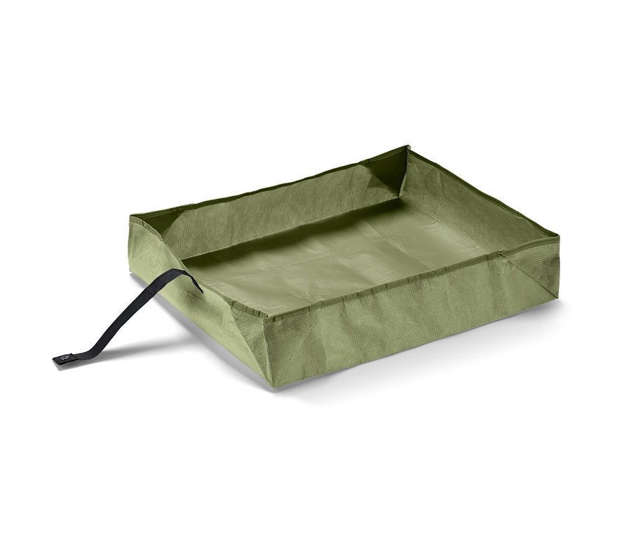 Siyah bantlı yeşil bitki matı beyaz bir arka plan üzerinde duruyor.