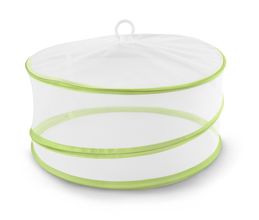 Lime yeşili kenarlı beyaz katlanabilir koruyucu kapak.