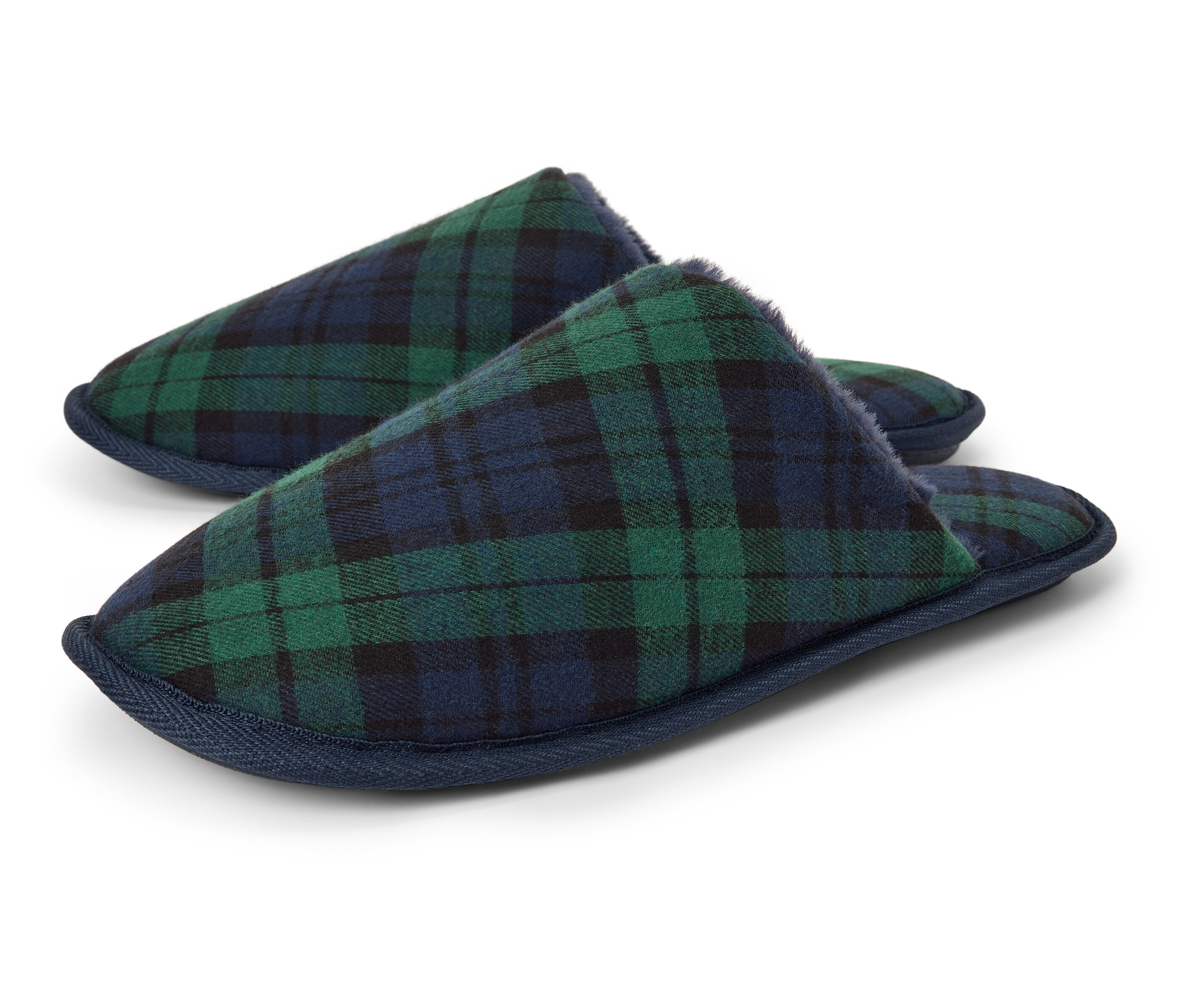 İki adet mavi-yeşil ekose terlik.