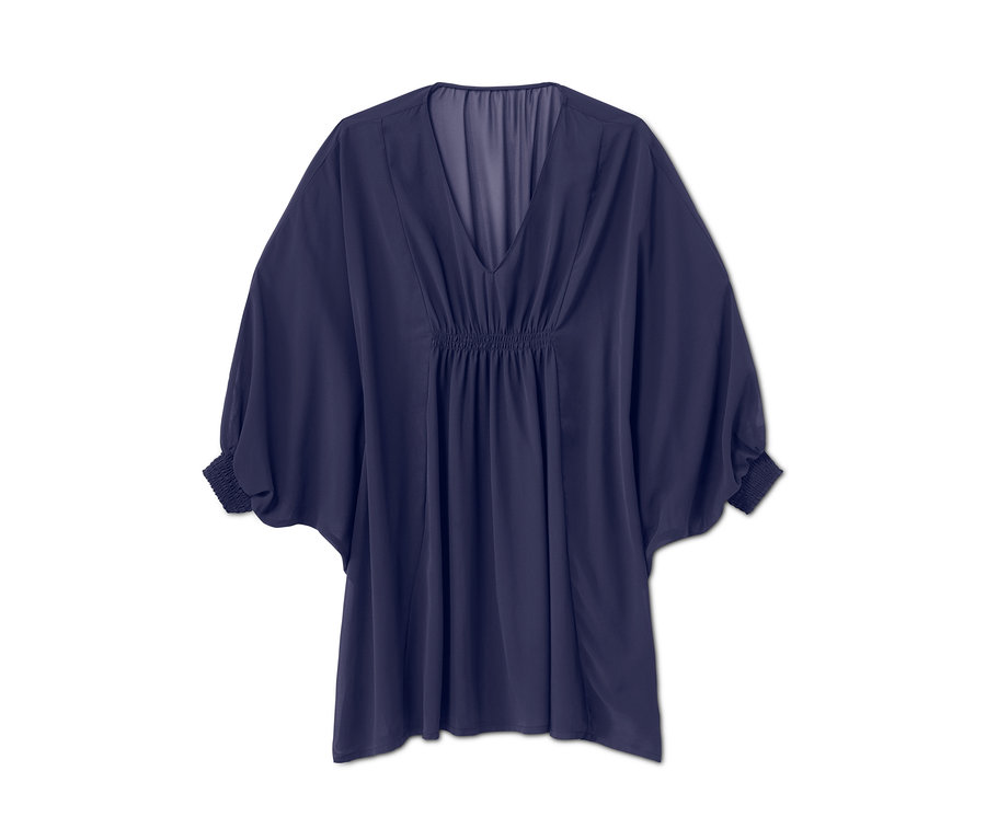 Lacivert bir plaj tuniği.