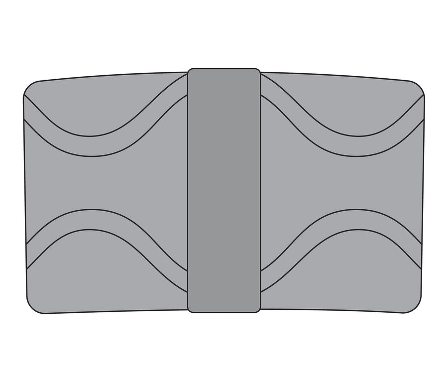 Ortada birleşen iki adet yuvarlak, katlanabilir termal oturma minderi.