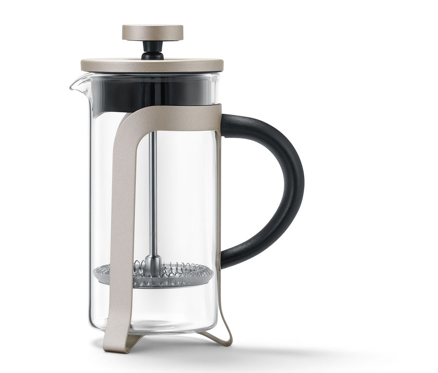 Şampanya renginde, 300 ml, 2 fincan kapasiteli French press.