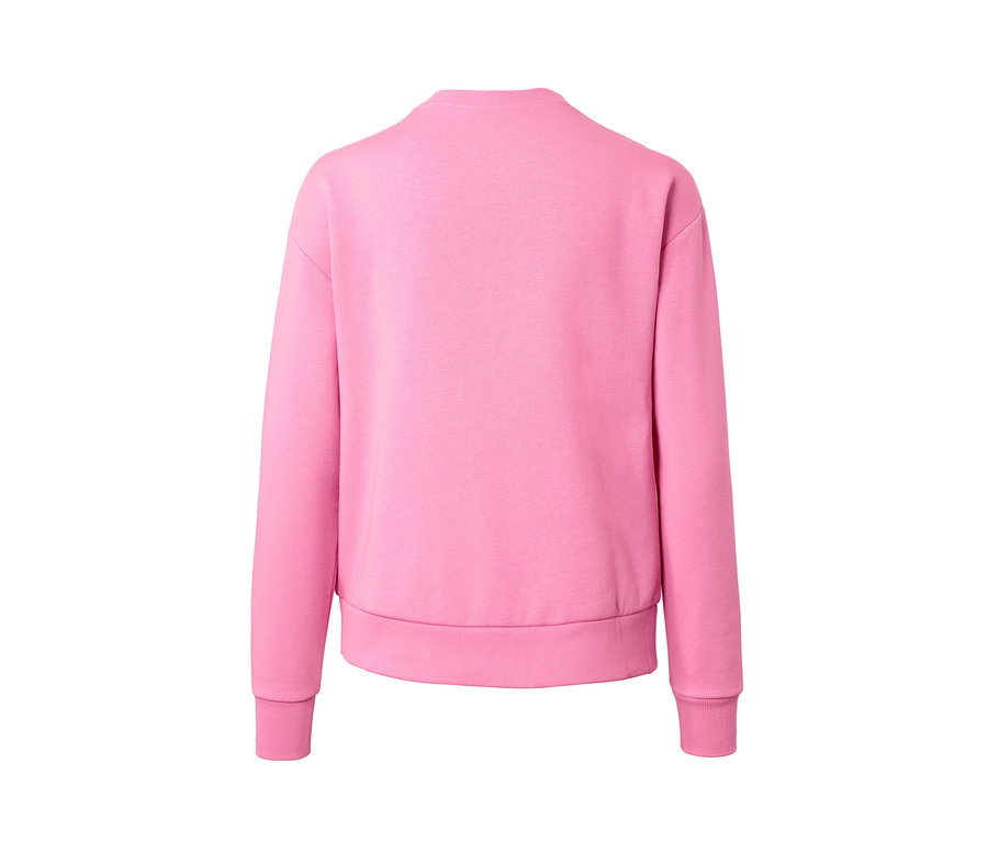 Pembe bir sweatshirtün arka görünümü.