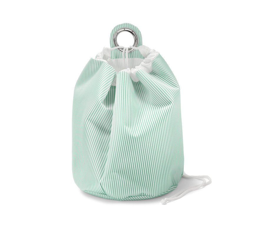 İpli büzgülü, çizgili salata kurutma torbası.