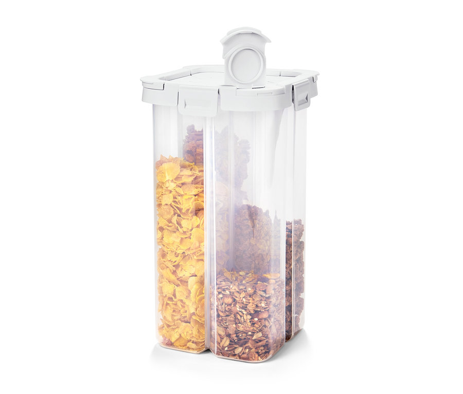 Gevrek ve müsli ile dolu 4'ü 1 arada saklama kabı.