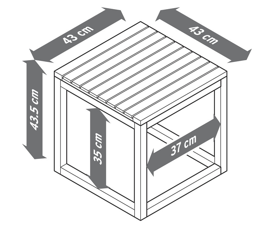 »Lenja« 2'li Yan Sehpa Seti'nin boyutları 43 cm x 43 cm x 43,5 cm'dir.