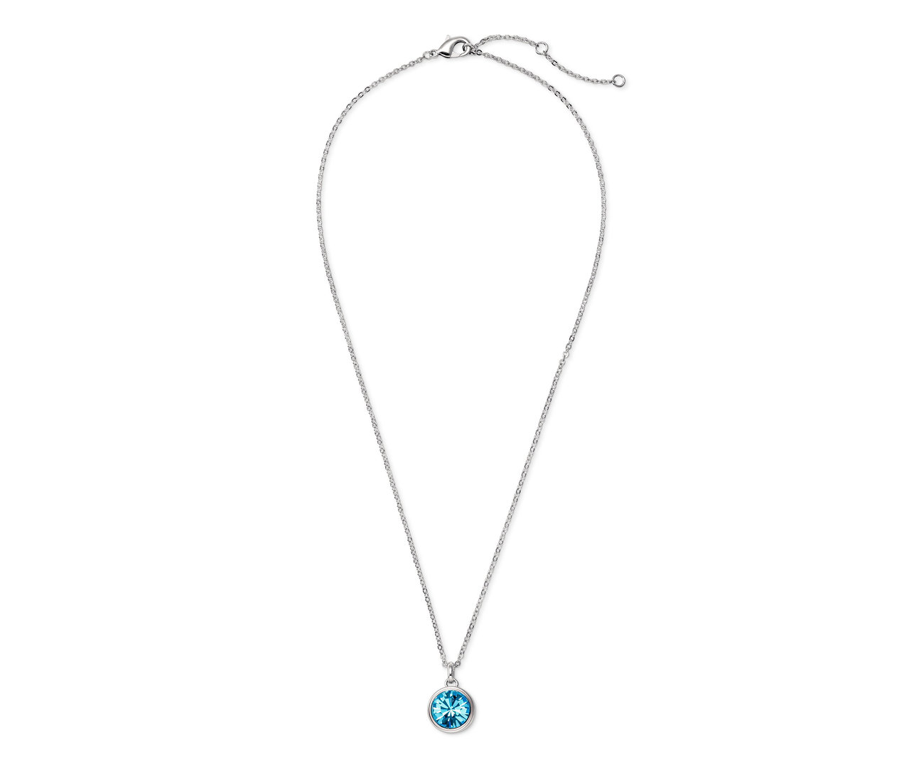 Gümüş rengi zincir, mavi Uçlu Kolye, Mavi.