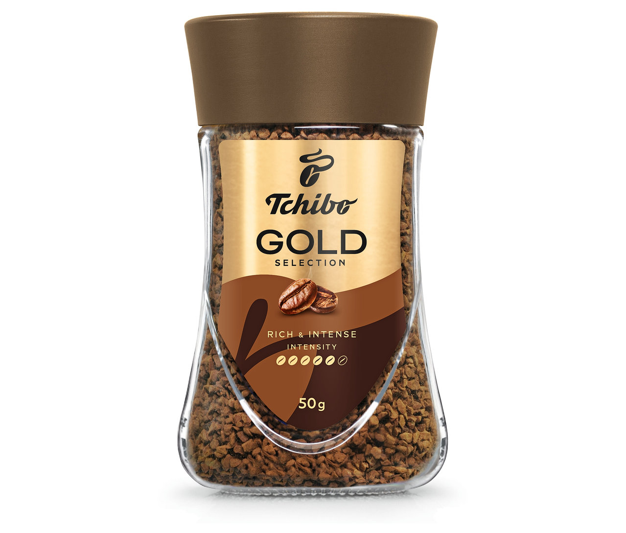 Tchibo Gold Selection Çözünebilir Kahve 50 g kavanozu.