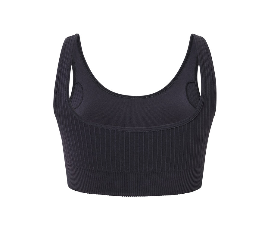 Antrasit rengi Seamless Spor Büstiyer'in yakın çekim görüntüsü.