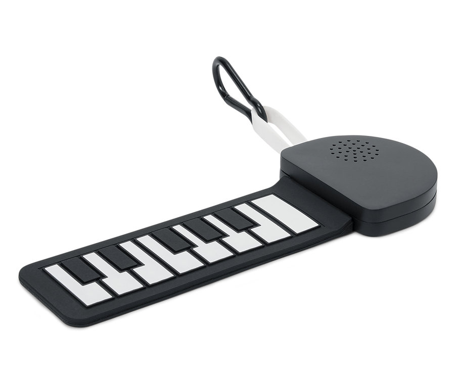 Beyaz tuşlu siyah, katlanabilir piyano.