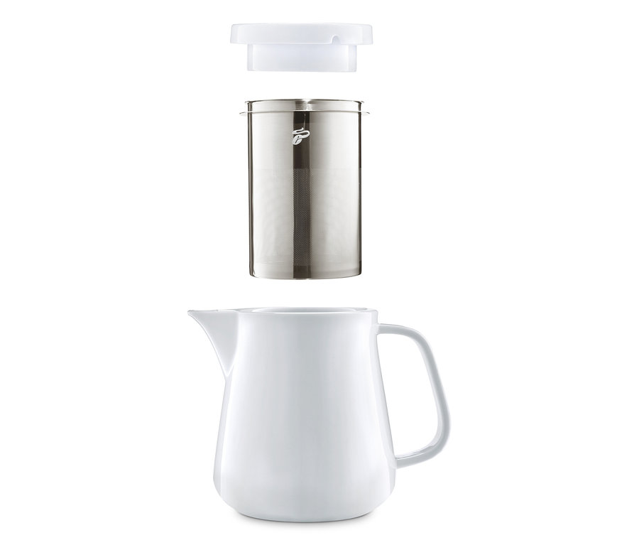 Filtre ve kapaklı, demonte beyaz seramik Kaffeebereiter.