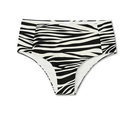 Zebra desenli bir bikini altının yakın çekimi.