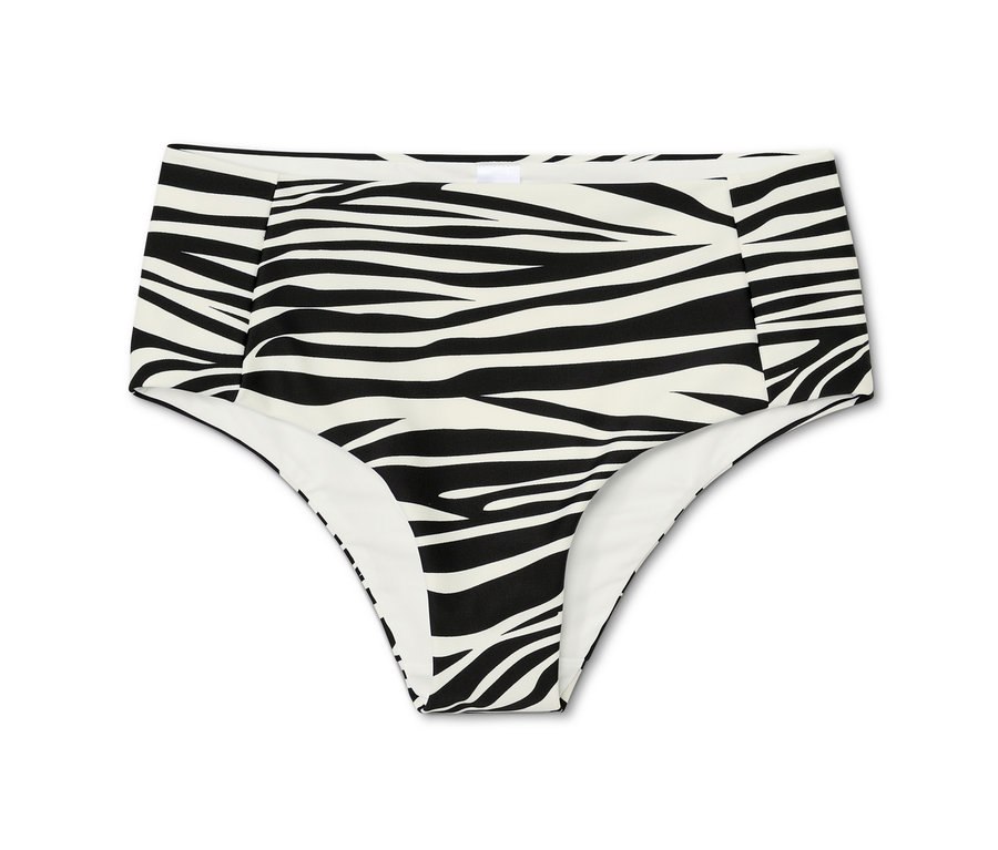 Zebra desenli bir bikini altının yakın çekimi.
