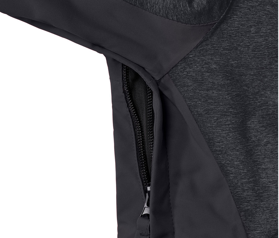 Fermuarlı gri High-End Kayak Montu detayı.