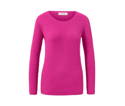 Pembe, zincir örgülü kazak