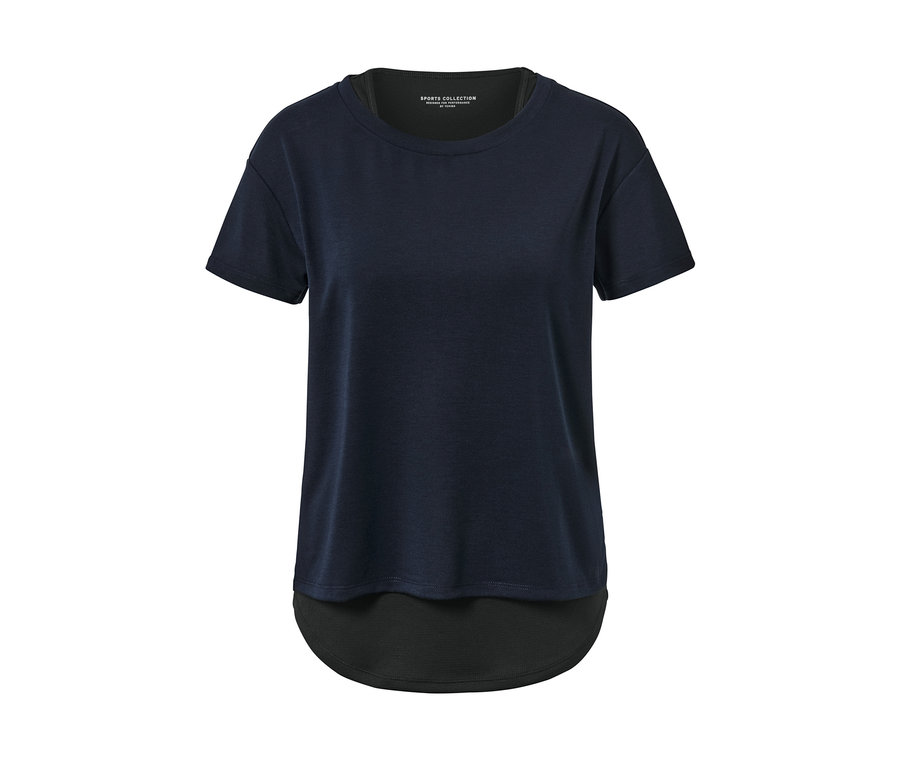 Lacivert 2'si 1 Arada Kısa Kollu Spor Tişört