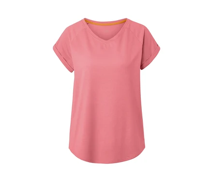 Kısa kollu, pembe fonksiyonel tişört.