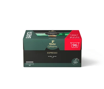 Bir paket Tchibo Cafissimo Barista Espresso Brasil - 96 kapsül.