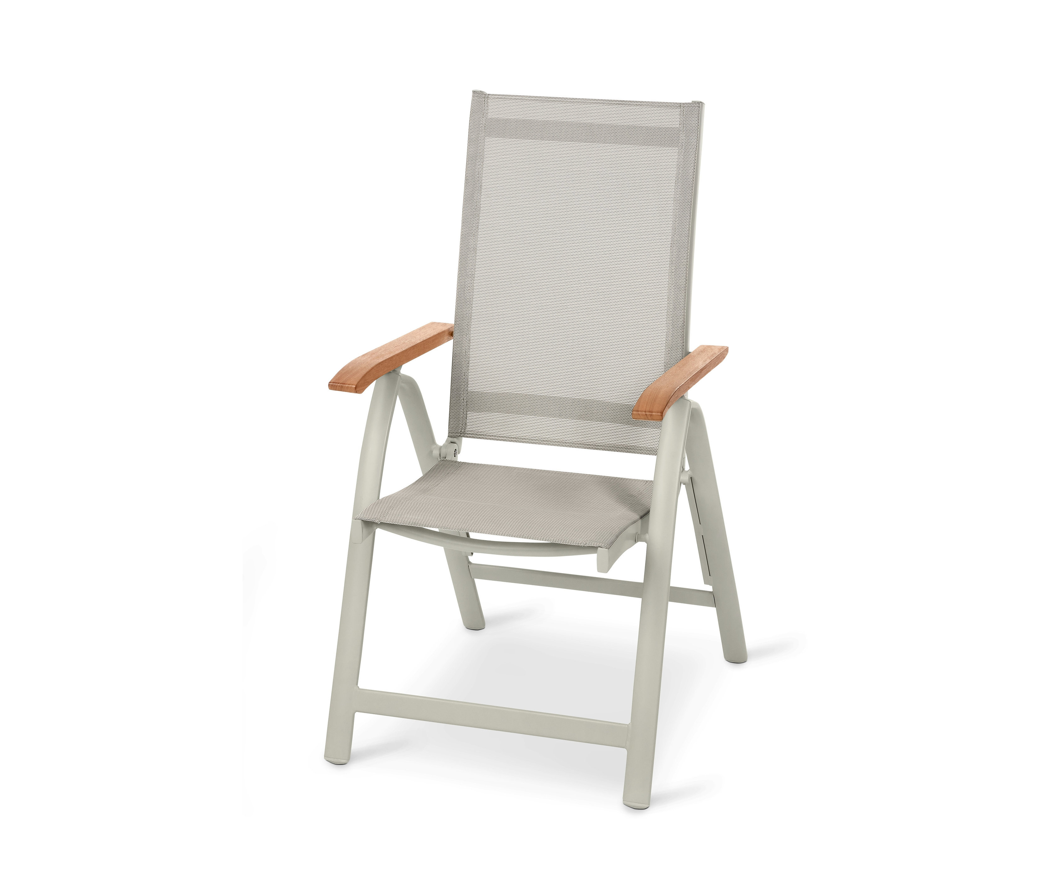 Alüminyum ve tekstilden ayarlanabilir sırtlıklı »Liska« yüksek sırtlı sandalye.