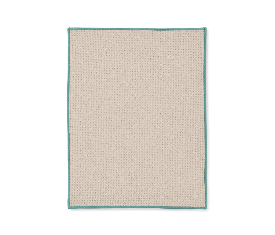 Turkuaz kenarlı bej rengi kurulama bezi. 2 Adet Kurulama Bezi