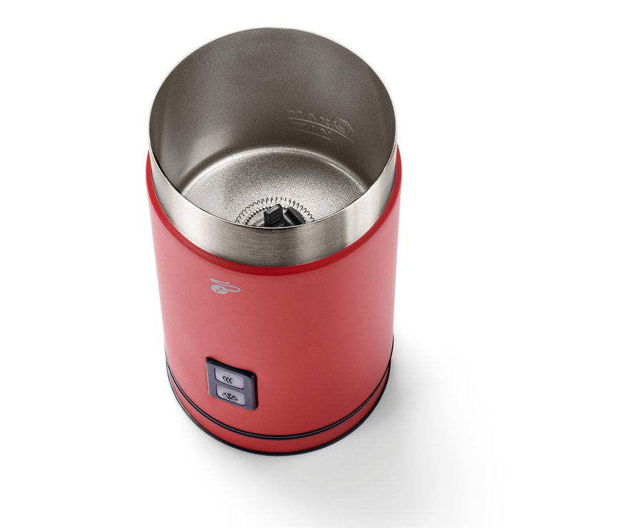 Kırmızı elektrikli süt köpürtücü