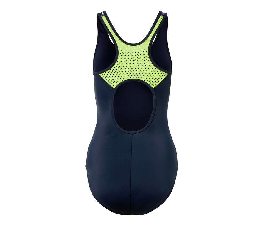 Neon yeşili file detaylı lacivert spor mayo.