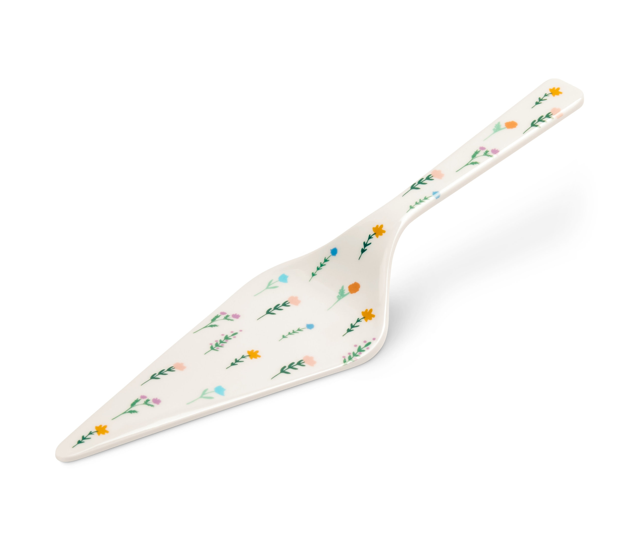 Çiçek desenli beyaz pasta spatulası