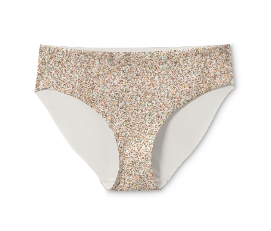 Çiçek desenli bir Magic Cut külotun yakın çekimi.