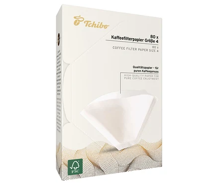Bir paket Tchibo No. 4, beyaz filtre kahve kağıdı, 18x80 Adet.
